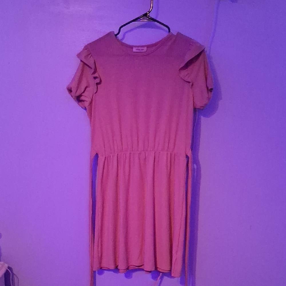 Pink Ruffled Smocked Midi Sundress